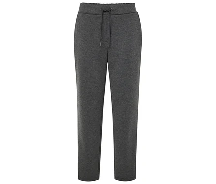 Pantalon de survêtement gris avec cordon de serrage à la taille.