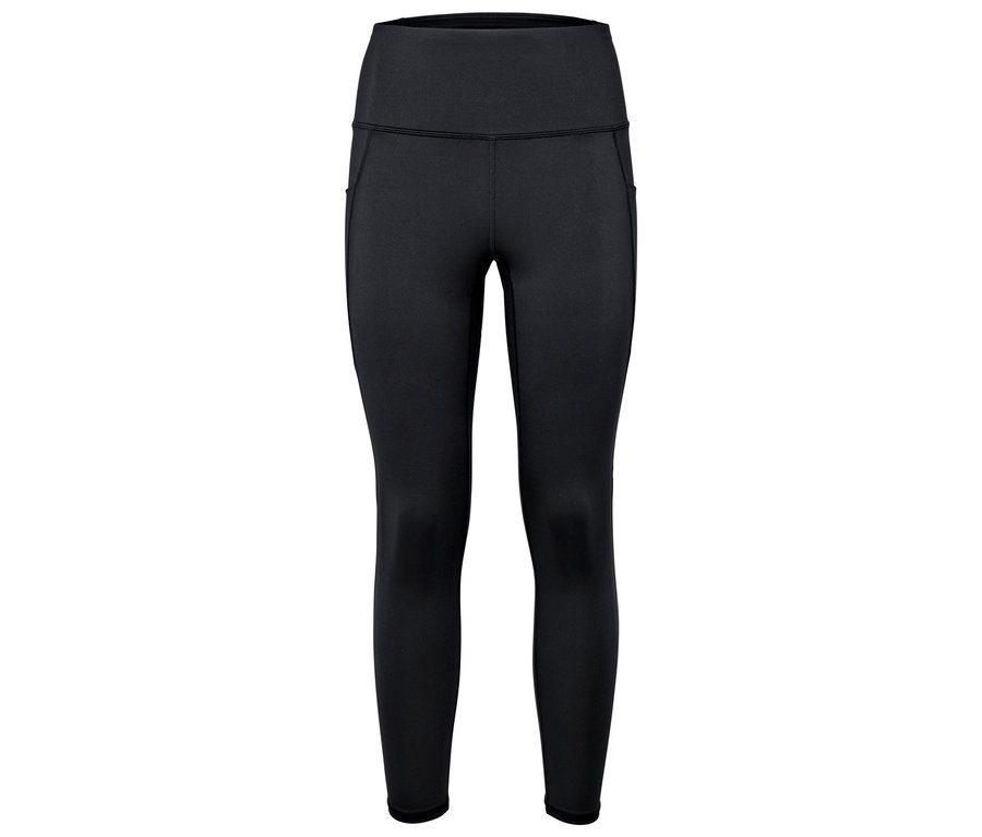 Leggings de sport noirs avec taille haute et poches latérales.