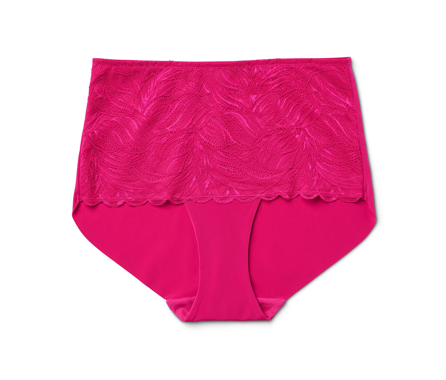 Une culotte taille haute fuchsia « light-shaping » avec bordure en dentelle.