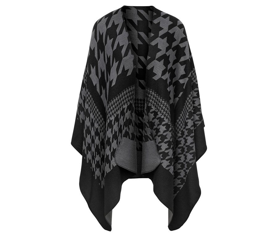 Poncho pied-de-poule gris et noir.