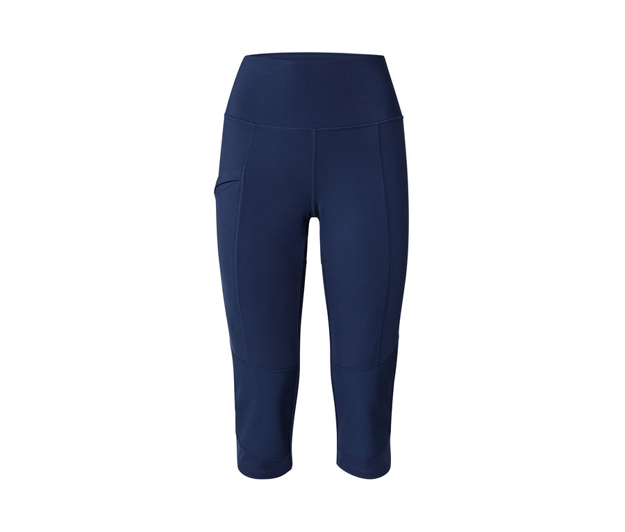 Un legging de trekking 3/4 bleu marine sur fond blanc.