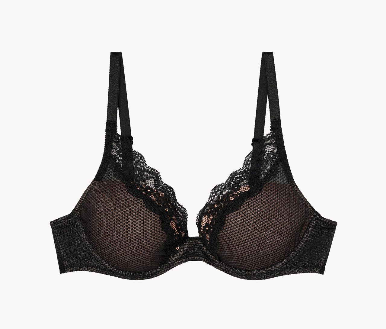 Soutien-gorge noir avec bordure en dentelle.