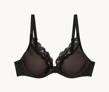 Soutien-gorge noir avec bordure en dentelle.