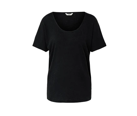 T-shirt noir en lin mélangé.