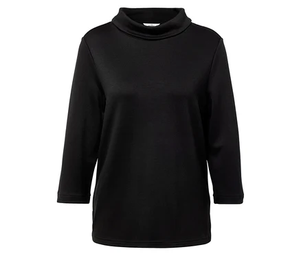 Sweat-shirt noir à col montant.