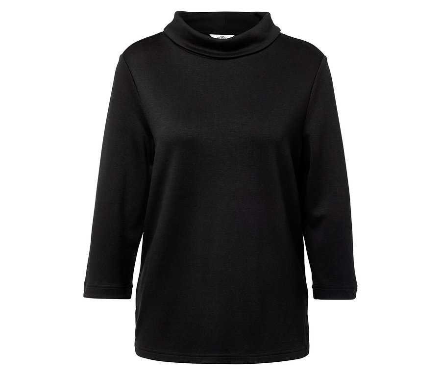 Sweat-shirt noir à col montant.