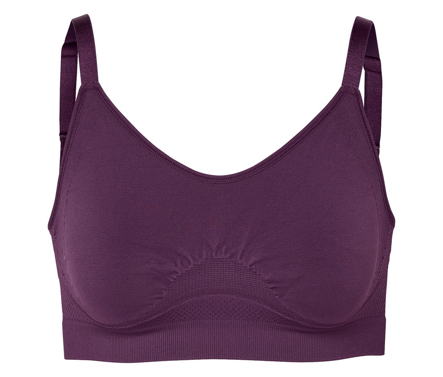 Soutien-gorge violet avec bretelles réglables.
