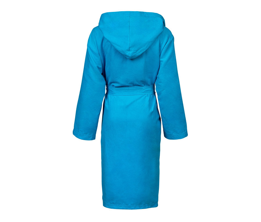 Peignoir bleu en microfibre arena Zeal pour enfant, vu de derrière.