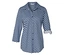 Blouse en jersey piqué à imprimé intégral bleu foncé-blanc-bleu clair avec manches retroussées.