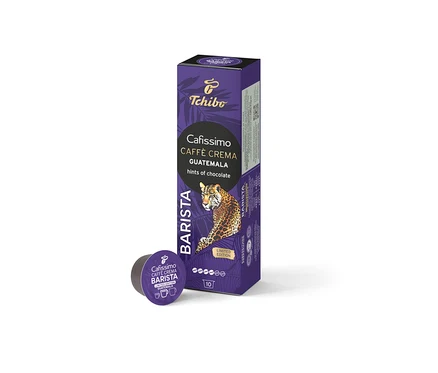 Paquet violet de Cafissimo BARISTA Caffè Crema Guatemala avec capsule.