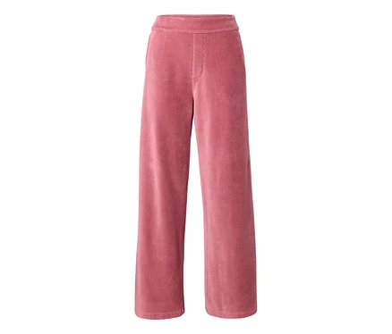Pantalon large en velours côtelé rose.