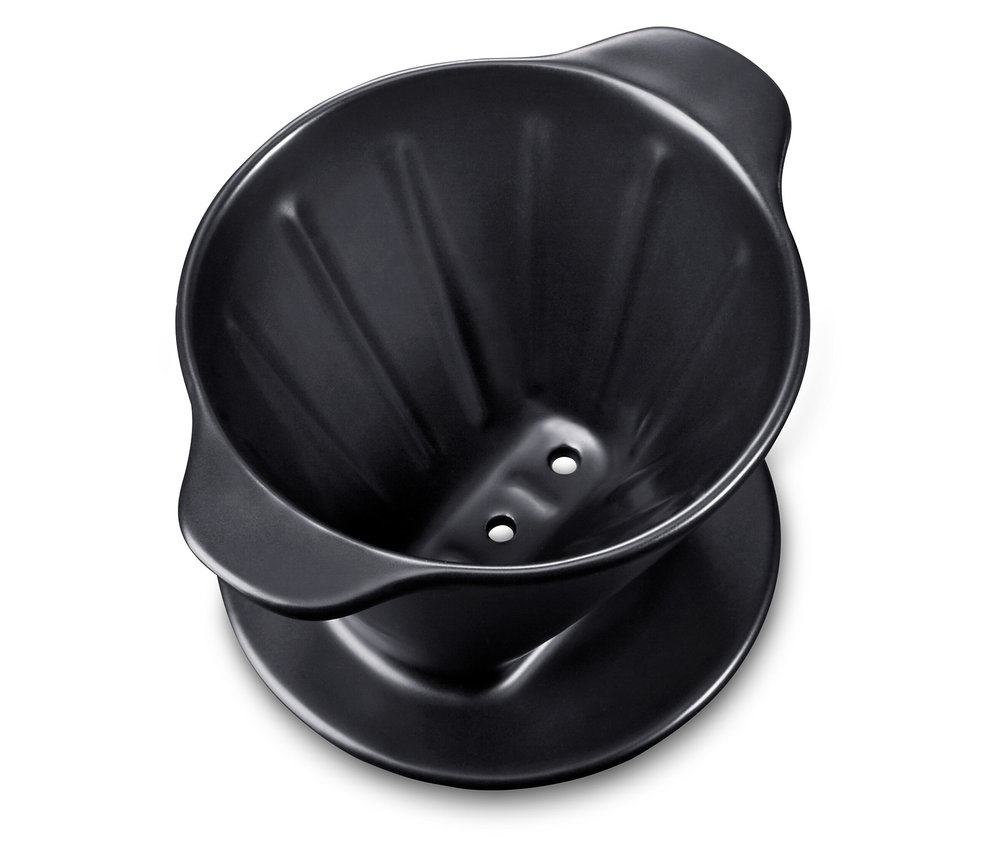 Filtre à café manuel noir, taille 101, avec un grain.