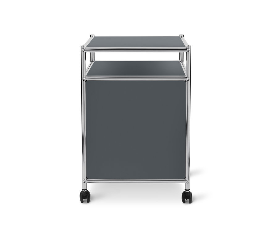 Caisson en métal gris à roulettes « CN3 » avec abattant.
