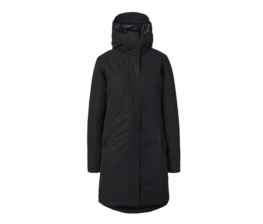 Un manteau thermique anthracite avec capuche.