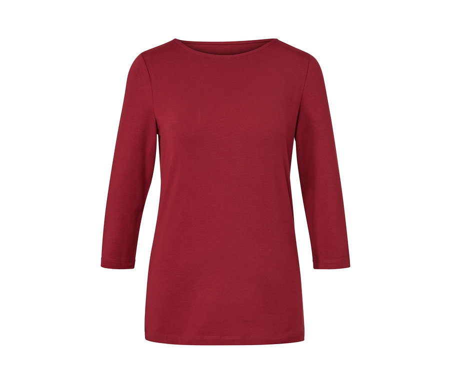 T-shirt rouge bordeaux à manches 3/4.