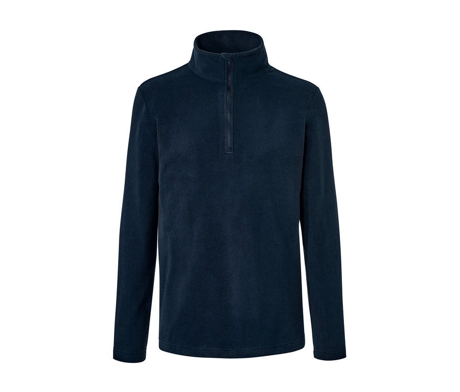 Haut en micropolaire bleu marine à manches longues avec fermeture éclair au col.