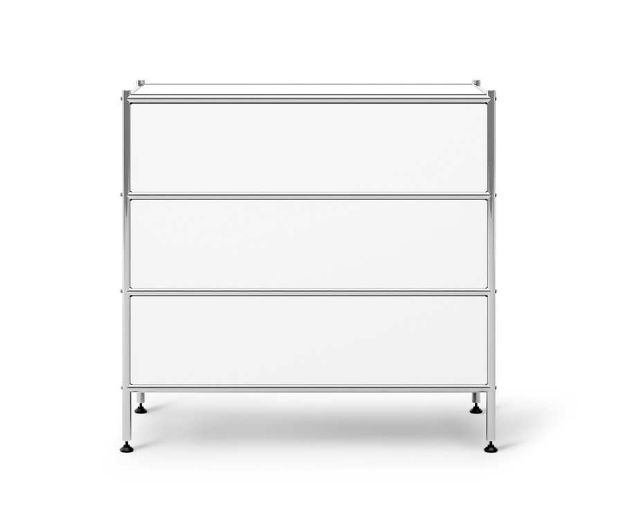 Commode en métal blanc « CN3 » avec 3 tiroirs.