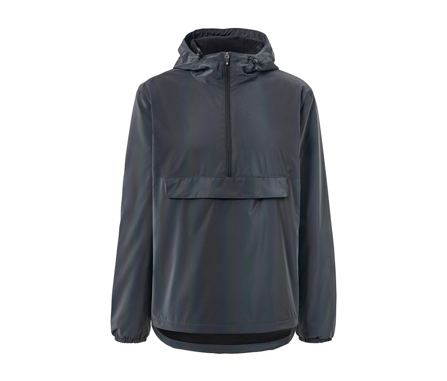 Coupe-vent Rainbow Reflective gris avec capuche et poche kangourou.