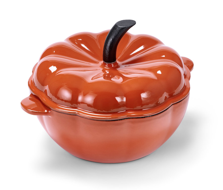 Pot en fonte en forme de courge.
