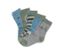 Cinq paires de chaussettes bleues avec différents motifs.