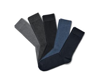 1x noir, 1x anthracite chiné, 1x bleu foncé, 1x gris chiné, 1x bleu chiné