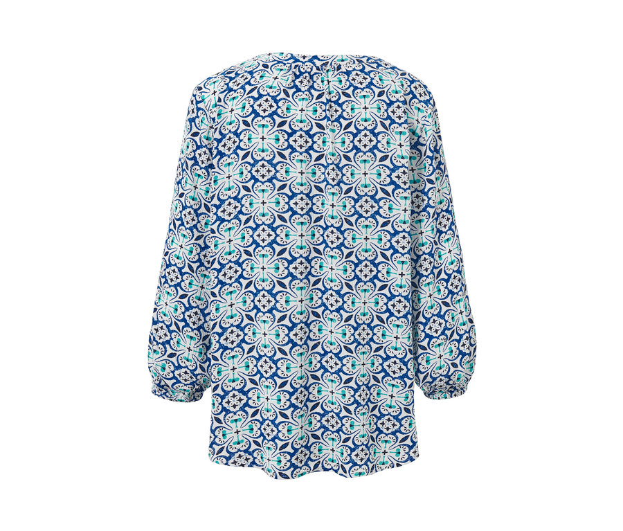 Vue arrière d'un chemisier-tunique avec imprimé intégral.