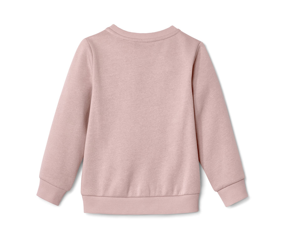 Sweat-shirt rose pour enfant avec un motif de licorne, vue arrière.