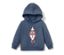 Sweat-shirt bleu pour enfant avec capuche et motif de fusée à paillettes réversibles.