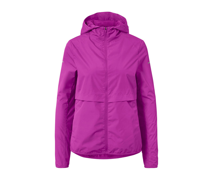 Veste de course coupe-vent, rose baie fluo.