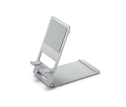 Support pour smartphone et tablette argenté.