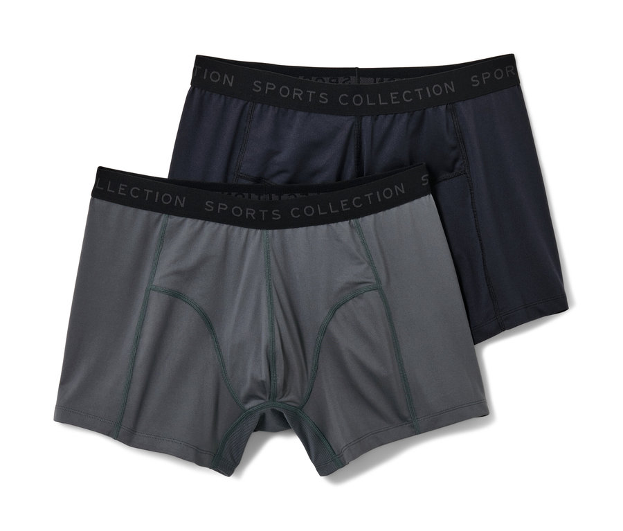 Deux boxers de sport, un gris, un noir.