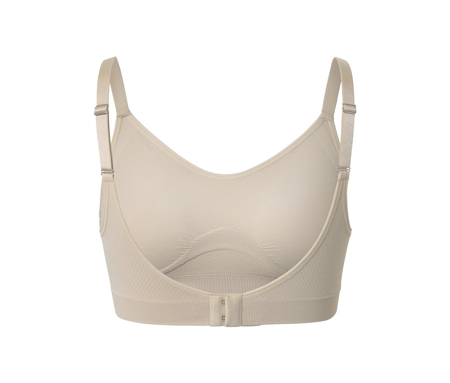 Vue détaillée de dos d'un des soutiens-gorge de sport Seamless beige du lot de 2.