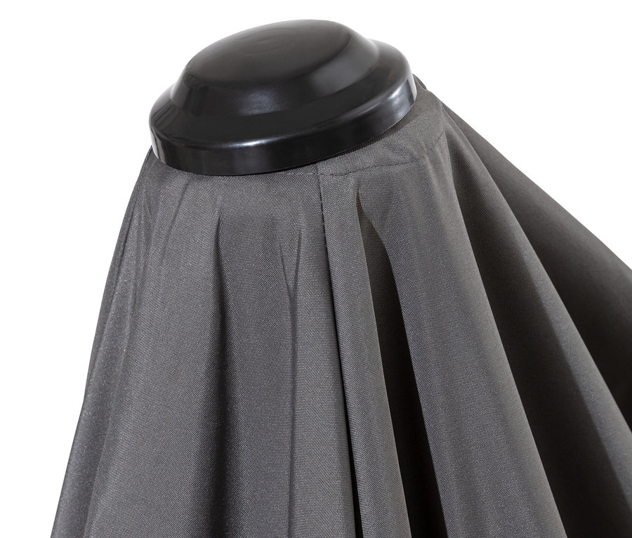 Détail du double parasol Leco, anthracite.