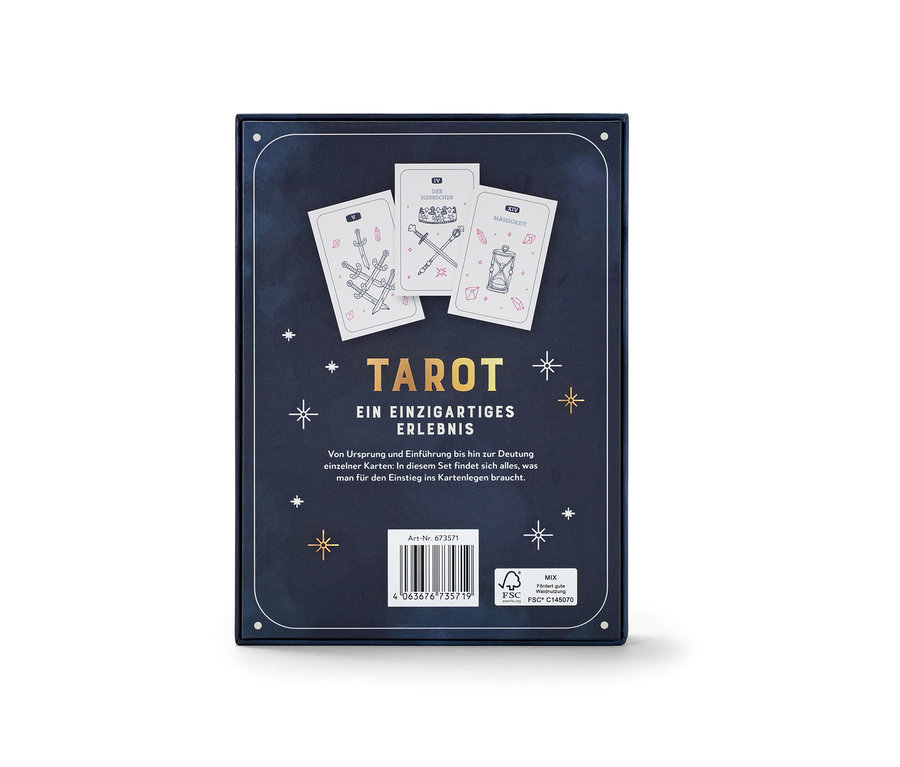 Tarot
: le kit pour débutants avec des cartes et un livre d’accompagnement.