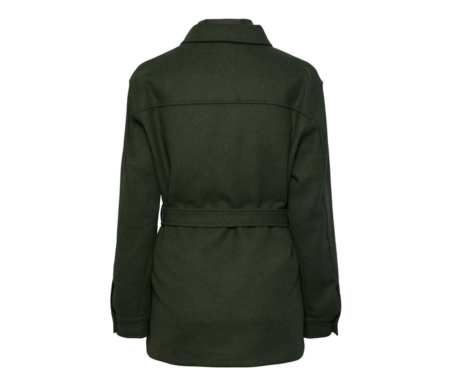 Une veste 3-en-1 vert foncé vue de dos.