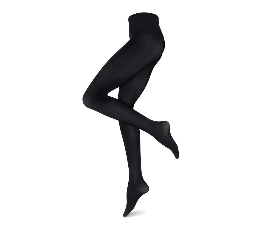 Jambes de mannequin portant des collants fins noirs, 2 paires.