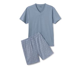 Haut bleu<br>Short bleu-bleu clair à imprimé intégral