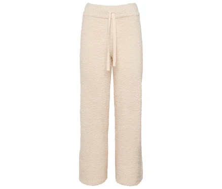 Pantalon en maille couleur crème avec cordon de serrage.