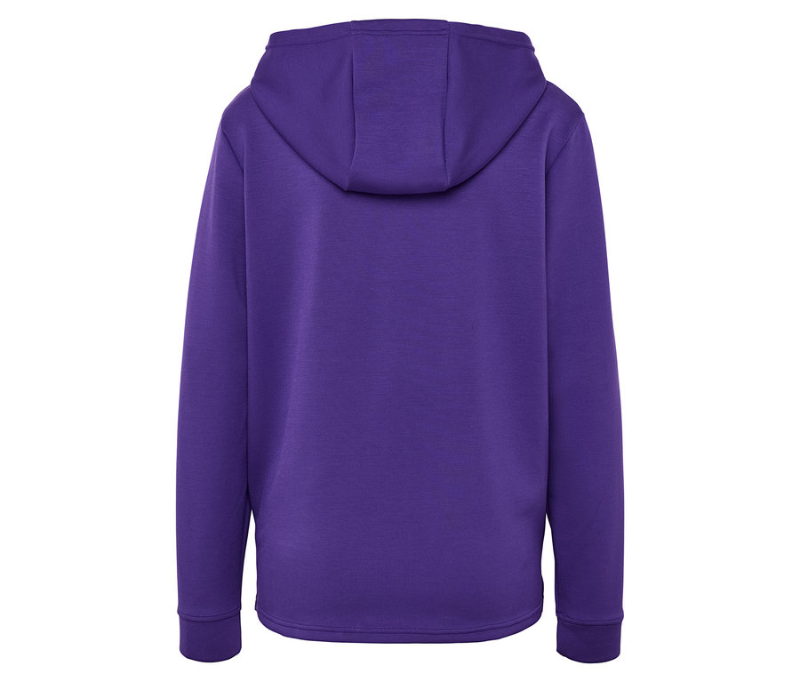 Vue arrière d'un sweat à capuche violet.