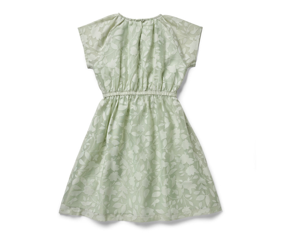 Robe pour enfant verte avec motif floral.