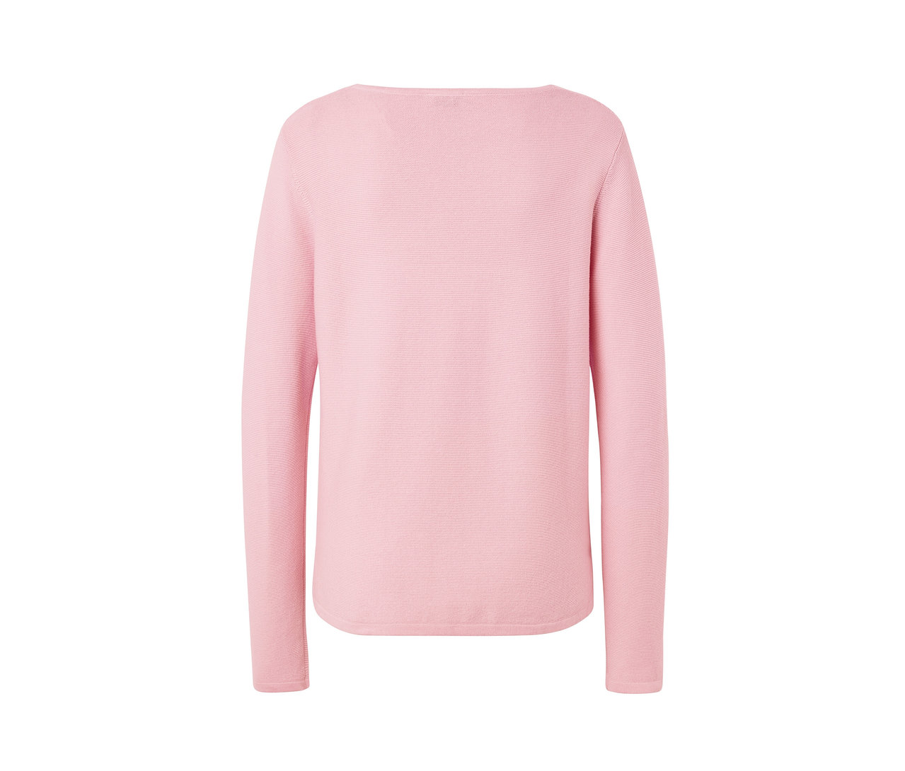 Pull en maille rose à manches longues.