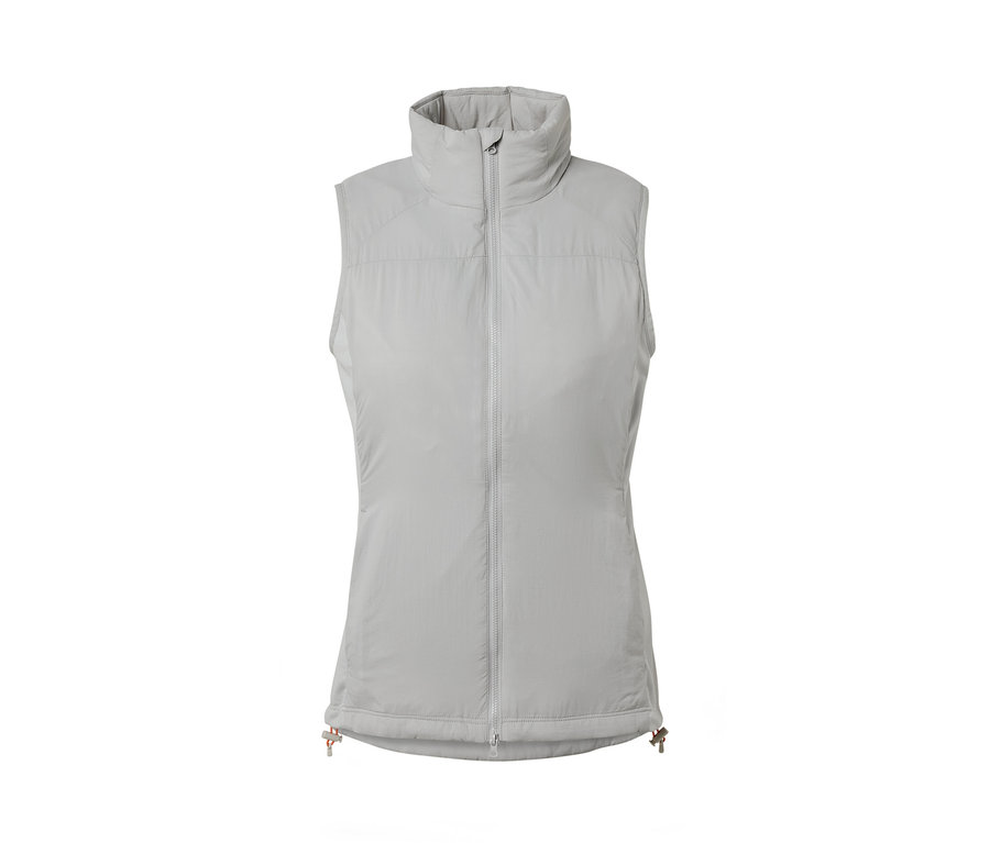 Veste sans manches hybride grise « pack light » zippée, présentée sur fond blanc.