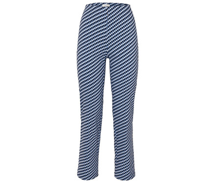 Pantalon stretch, imprimé intégral bleu et blanc