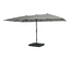Un double parasol Leco gris clair repose sur une base noire.