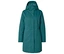 Manteau fonctionnel couleur pétrole avec capuche, sur fond blanc.