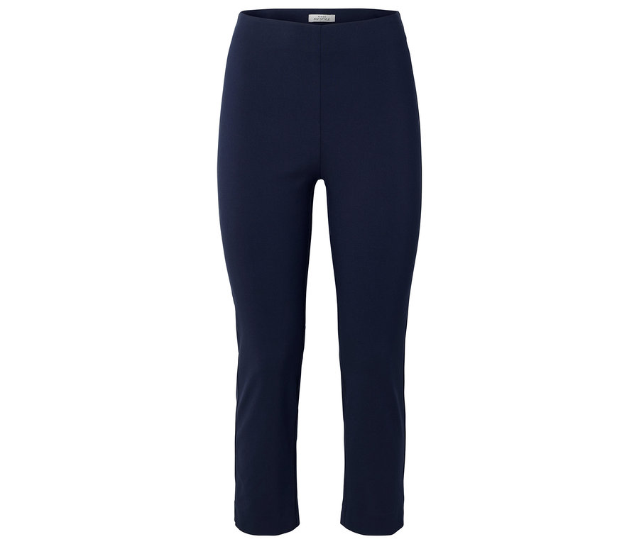 Leggings bleu marine sur fond blanc.