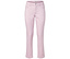 Gros plan d'un pantalon rose clair sur fond blanc.