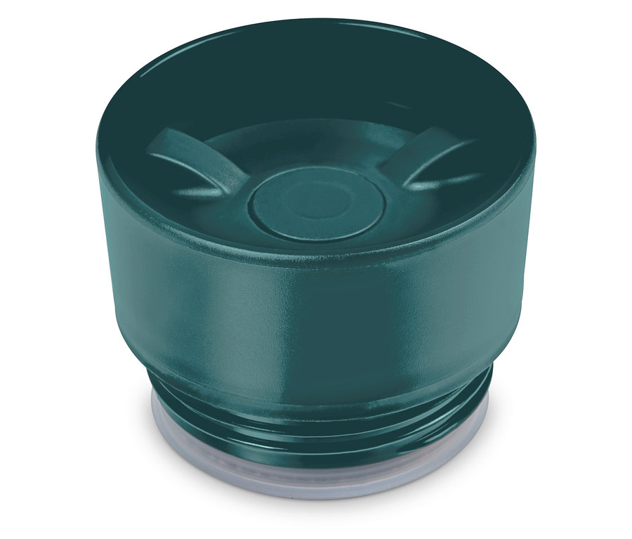 Couvercle rayé vert foncé pour gobelet à emporter.