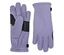 Une paire de gants lavande, un gant posé à plat, paume vers le haut, et l'autre, dos de la main vers le haut.