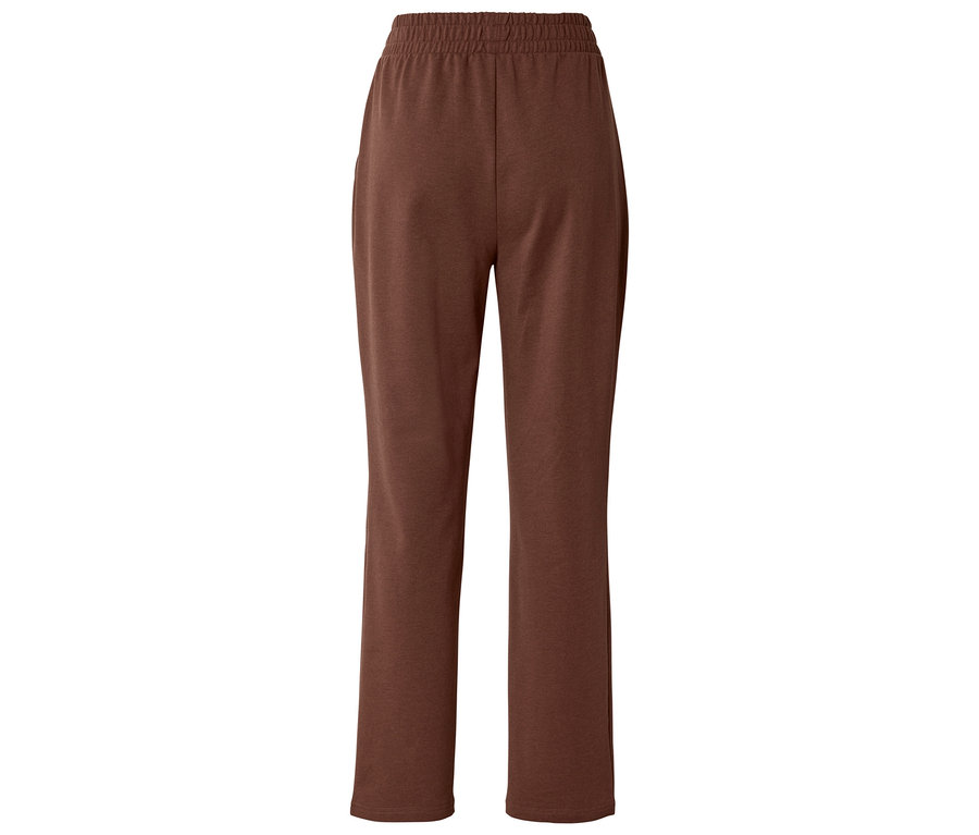 Pantalon de survêtement marron avec taille élastique sur fond blanc.